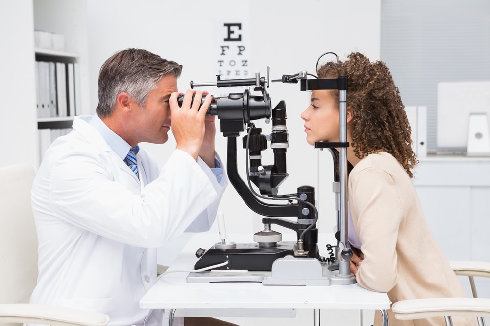 Woman having a LASIK eye exam before surgery